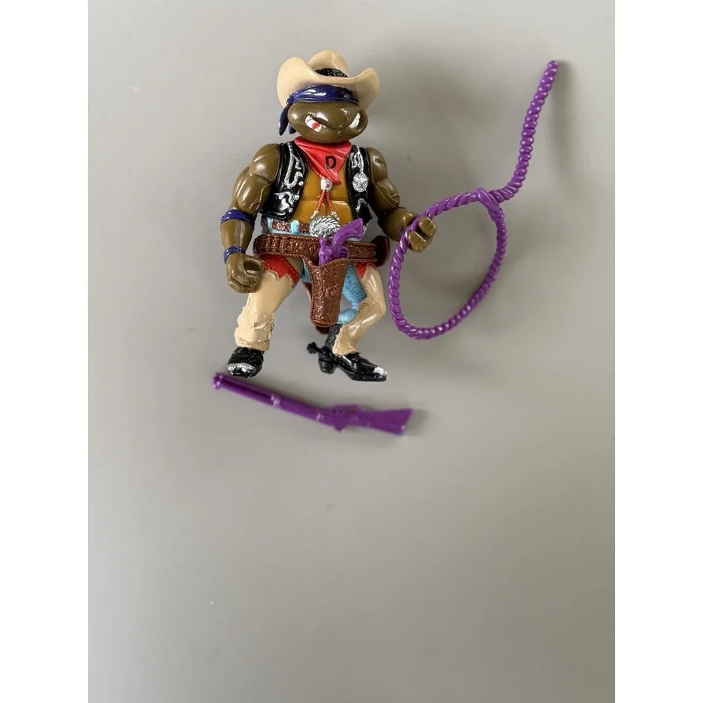 1992 TMNT Teenage Mutant Ninja Turtles Crazy Cowboy Don & 3 Accessories